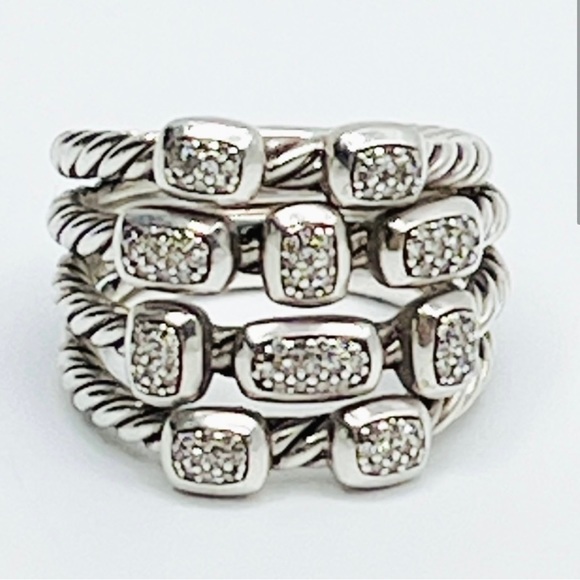 David Yurman Confetti wide ring (silver + diamonds) size 6 - Picture 4 of 6